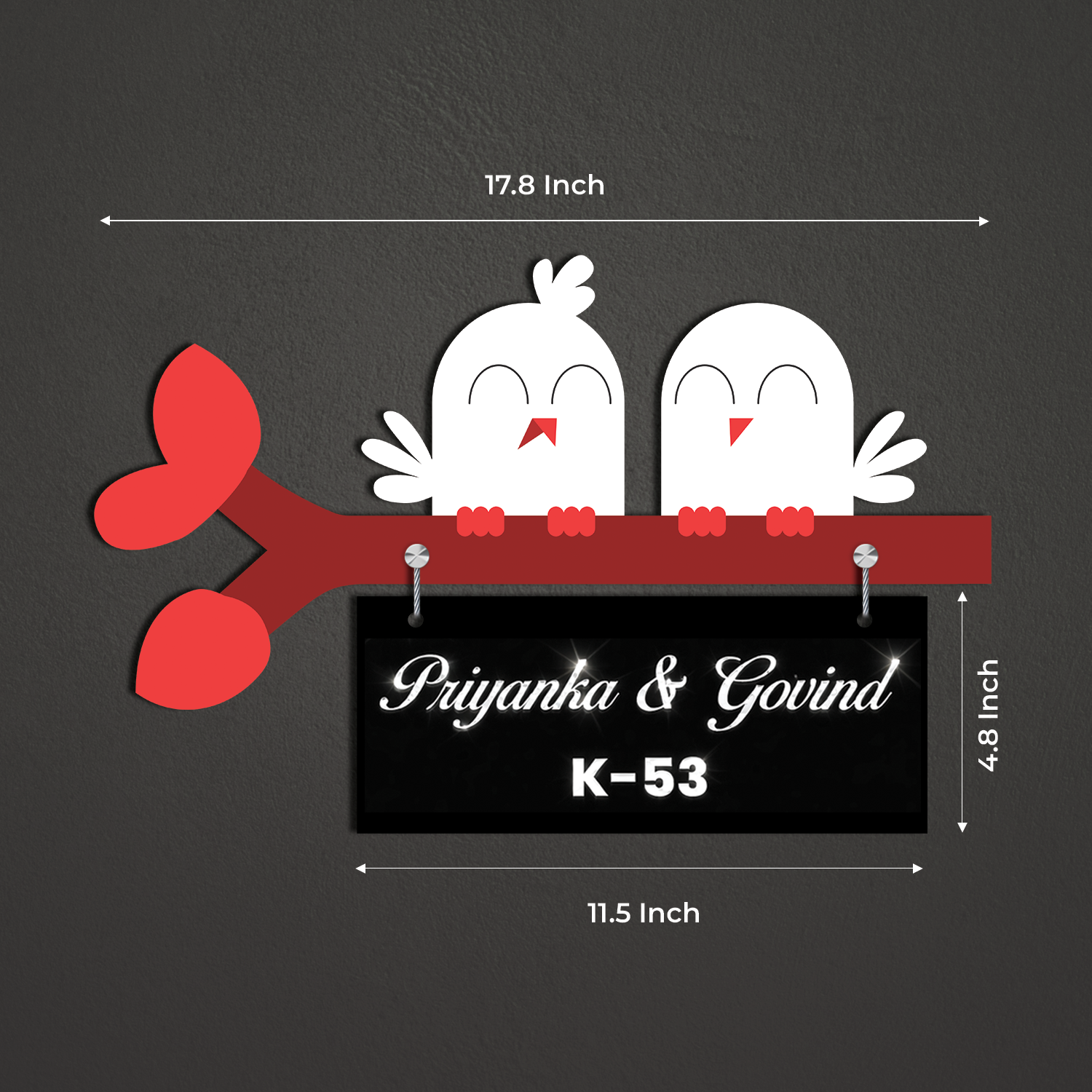 Lovebirds Home Name Plate