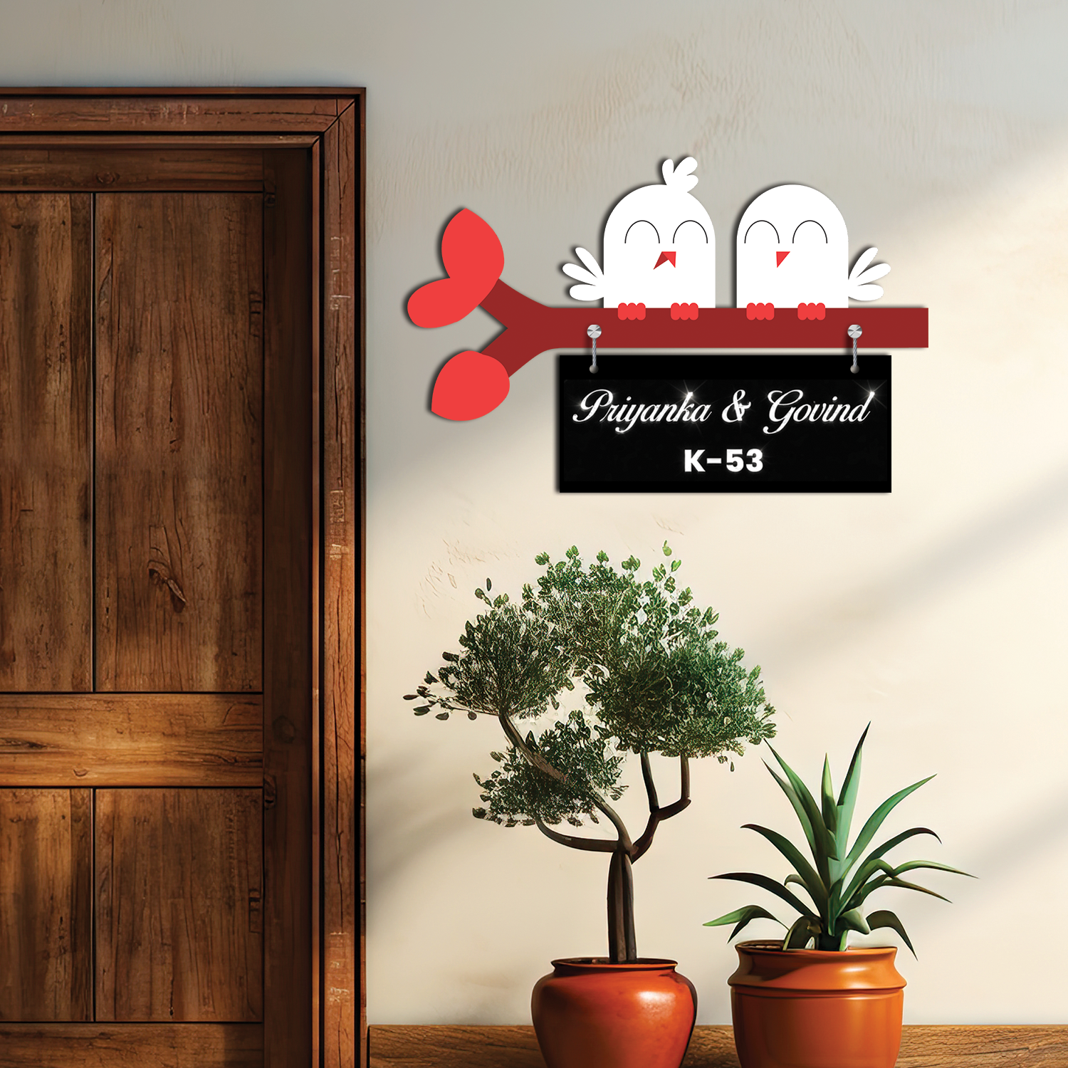Lovebirds Home Name Plate