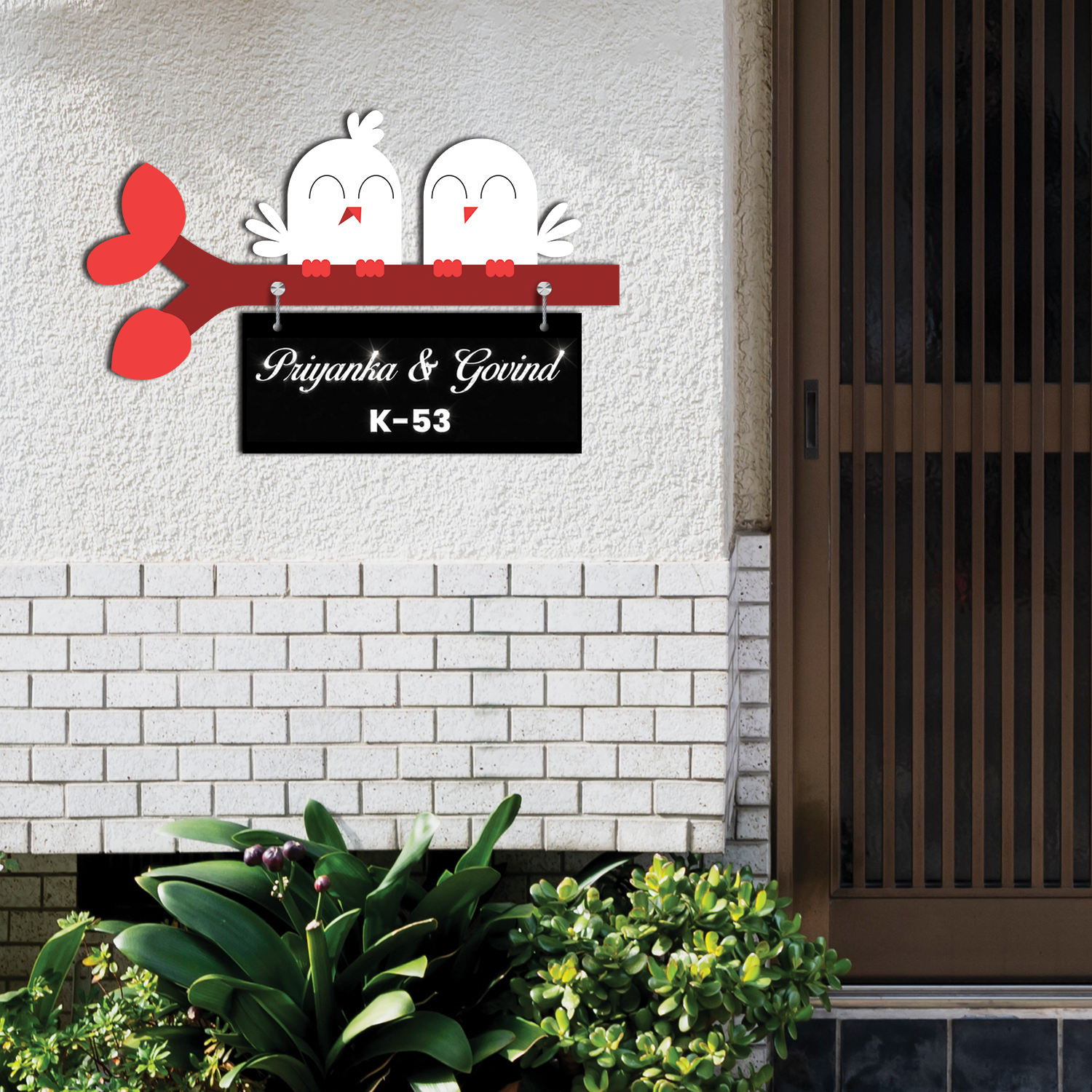 Lovebirds Home Name Plate
