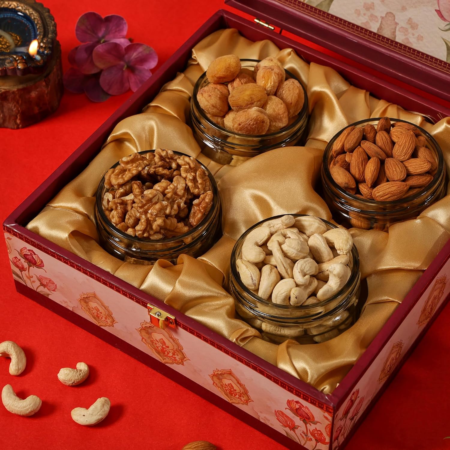 BEE CREATIVE Premium & Healthy Dry Fruits Gift Hamper Pack | Almonds, Cashews, Walnuts & Khumani (Apricots) | Luxury Festive Combo Box for Diwali, Dussehra & Corporate Gifting