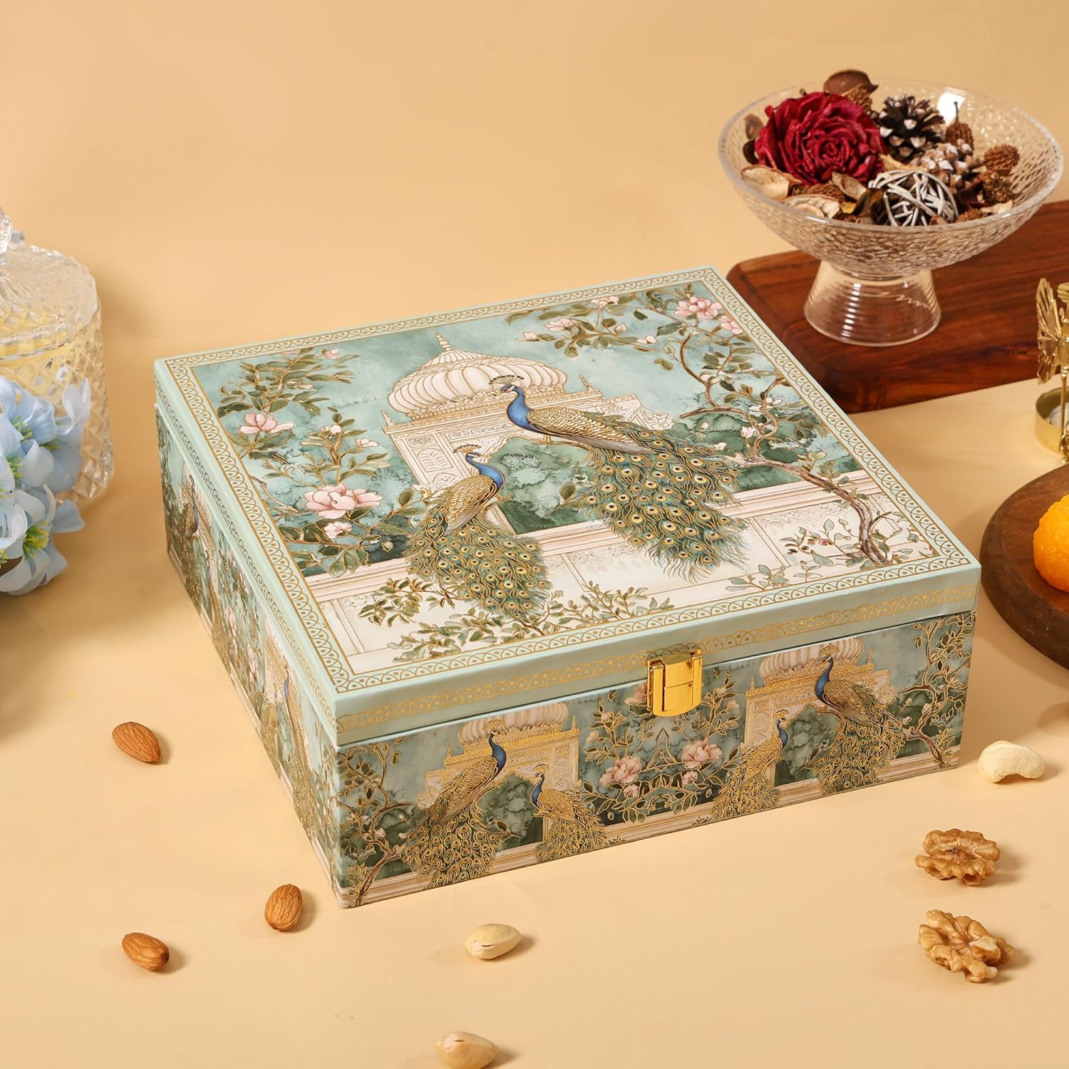 BEE CREATIVE Premium Dry Fruits Gift Hamper Pack | Almonds, Cashews, Walnuts & Pistachios | Festive Combo Box of 4 (75g Each) | Healthy Dry Fruit Gift for Dussehra, Diwali & Corporate Gifting