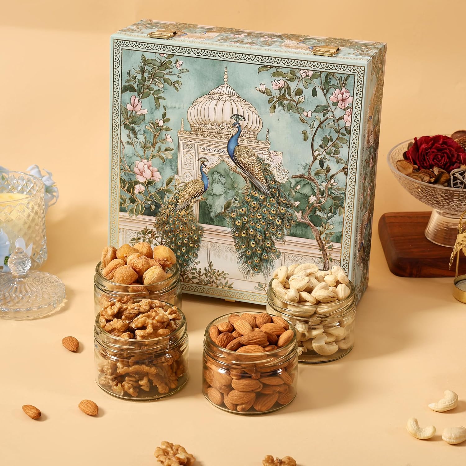 BEE CREATIVE Premium & Healthy Dry Fruits Gift Hamper Pack | Almonds, Cashews, Walnuts & Khumani (Apricots) | Luxury Festive Combo Box for Diwali, Dussehra & Corporate Gifting