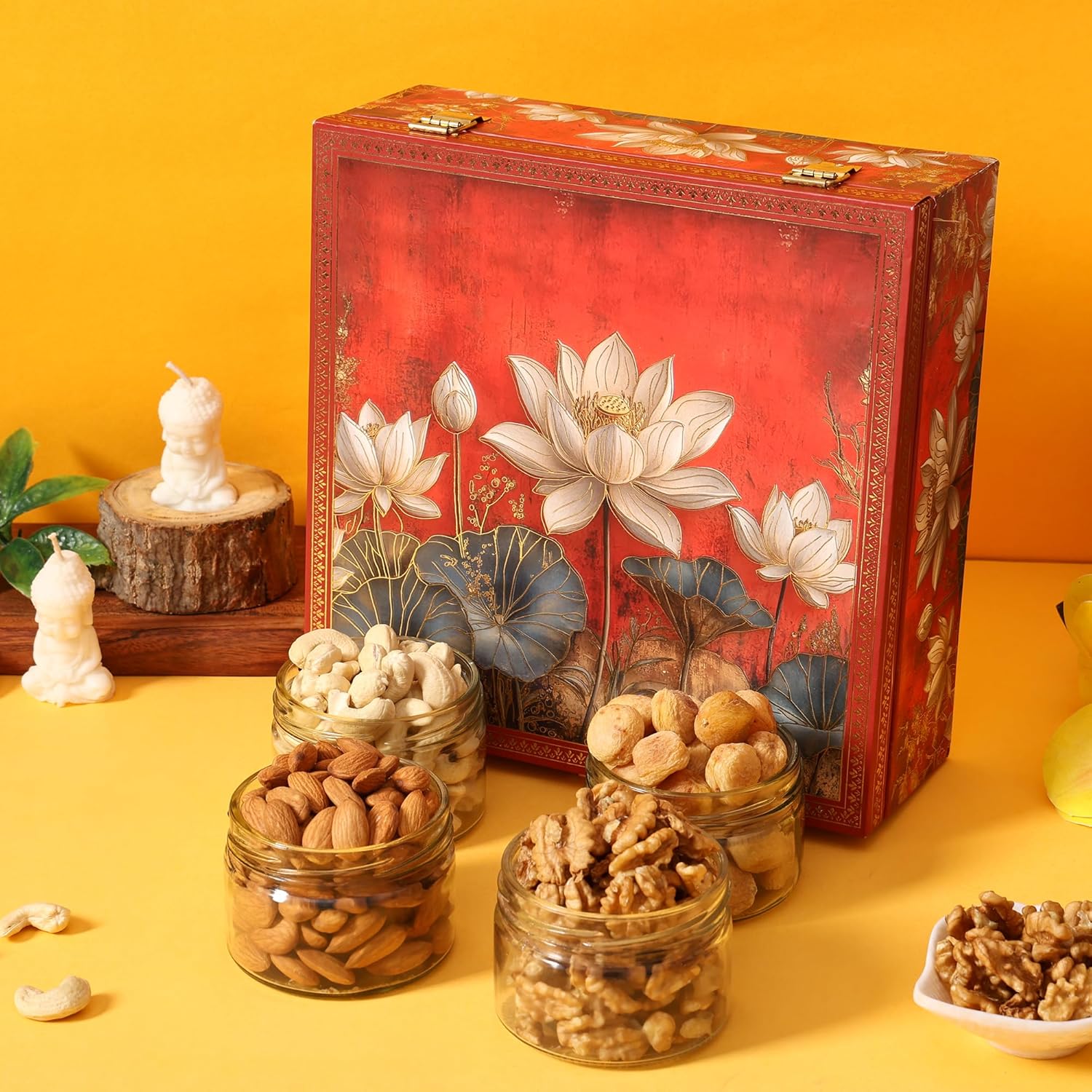 BEE CREATIVE Premium & Healthy Dry Fruits Gift Hamper Pack | Almonds, Cashews, Walnuts & Khumani (Apricots) | Luxury Festive Combo Box for Diwali, Dussehra & Corporate Gifting