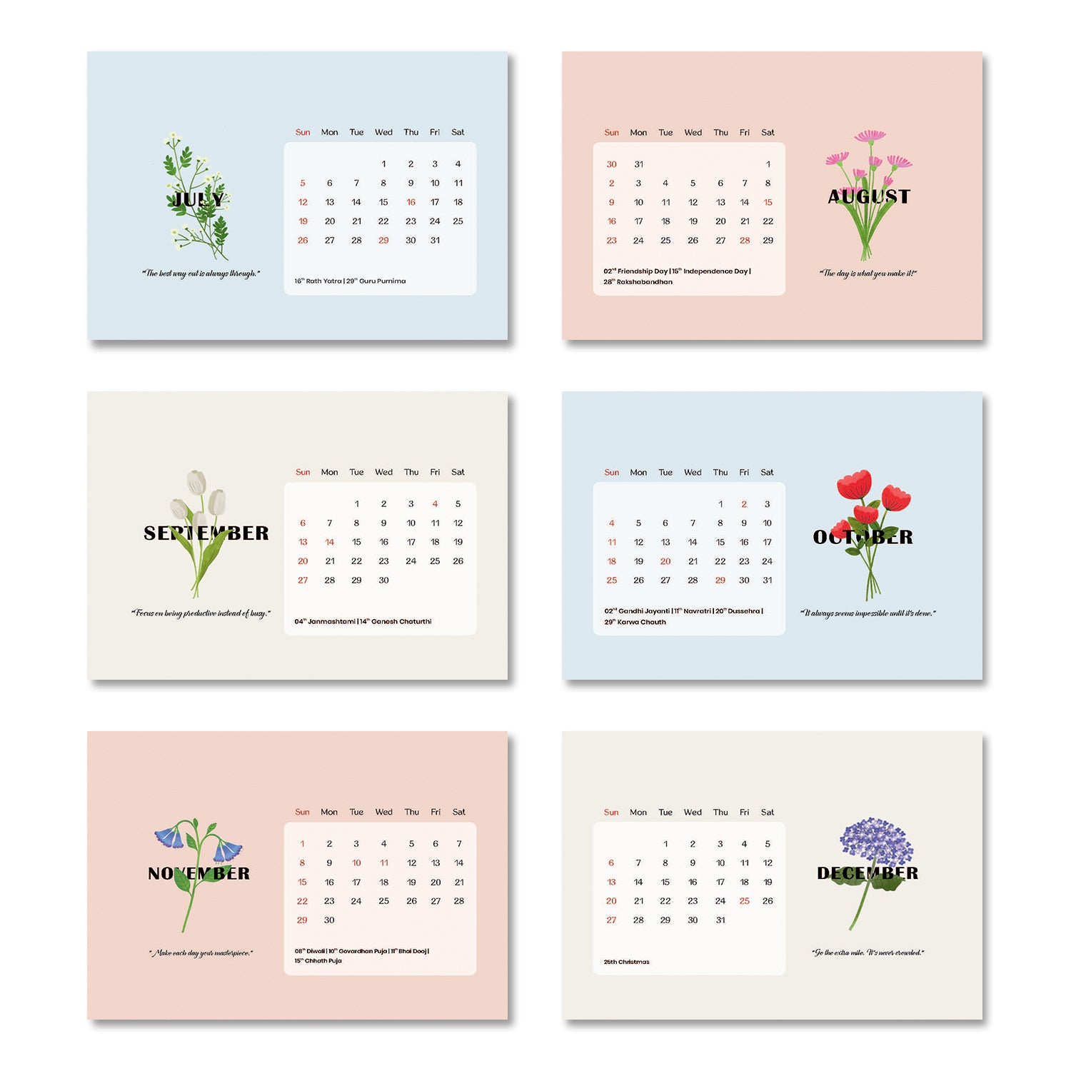Floral Vision - Wooden Base 2026 Calendar