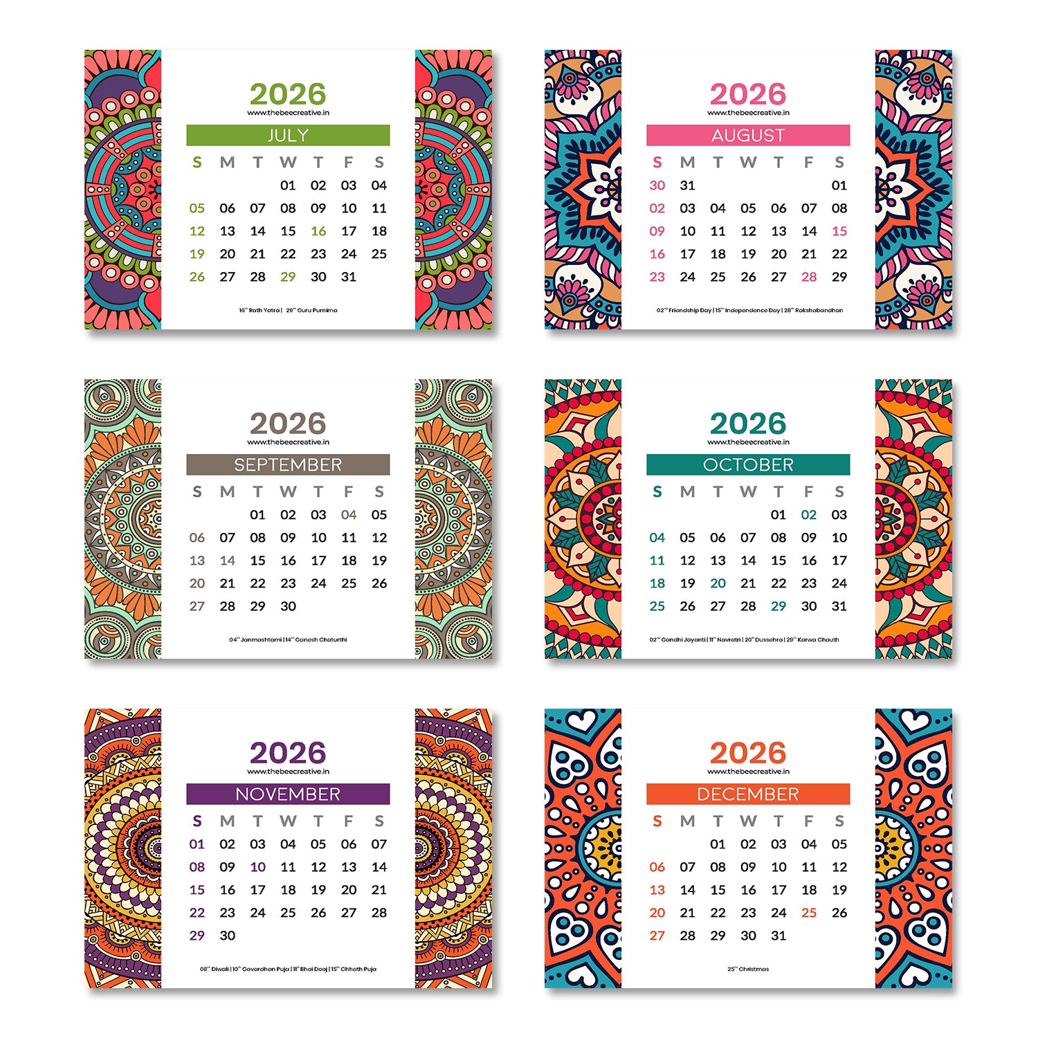 Mandala Art - MDF Base 2026 Calendar