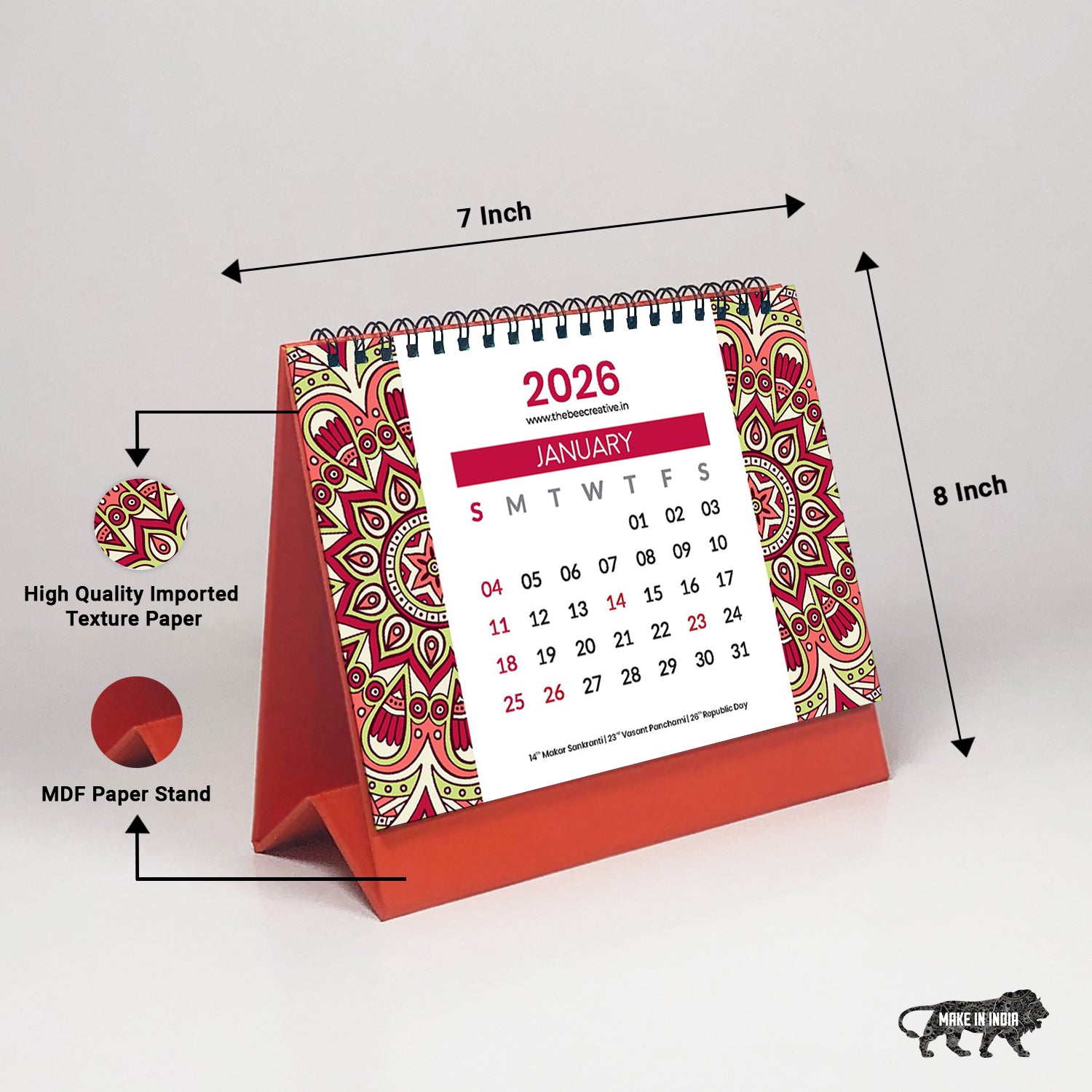 Mandala Art - MDF Base 2026 Calendar