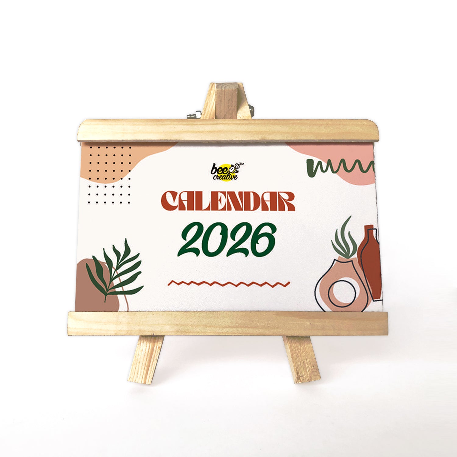 Minimalist Abstract Art - Wooden Base 2026 Calendar