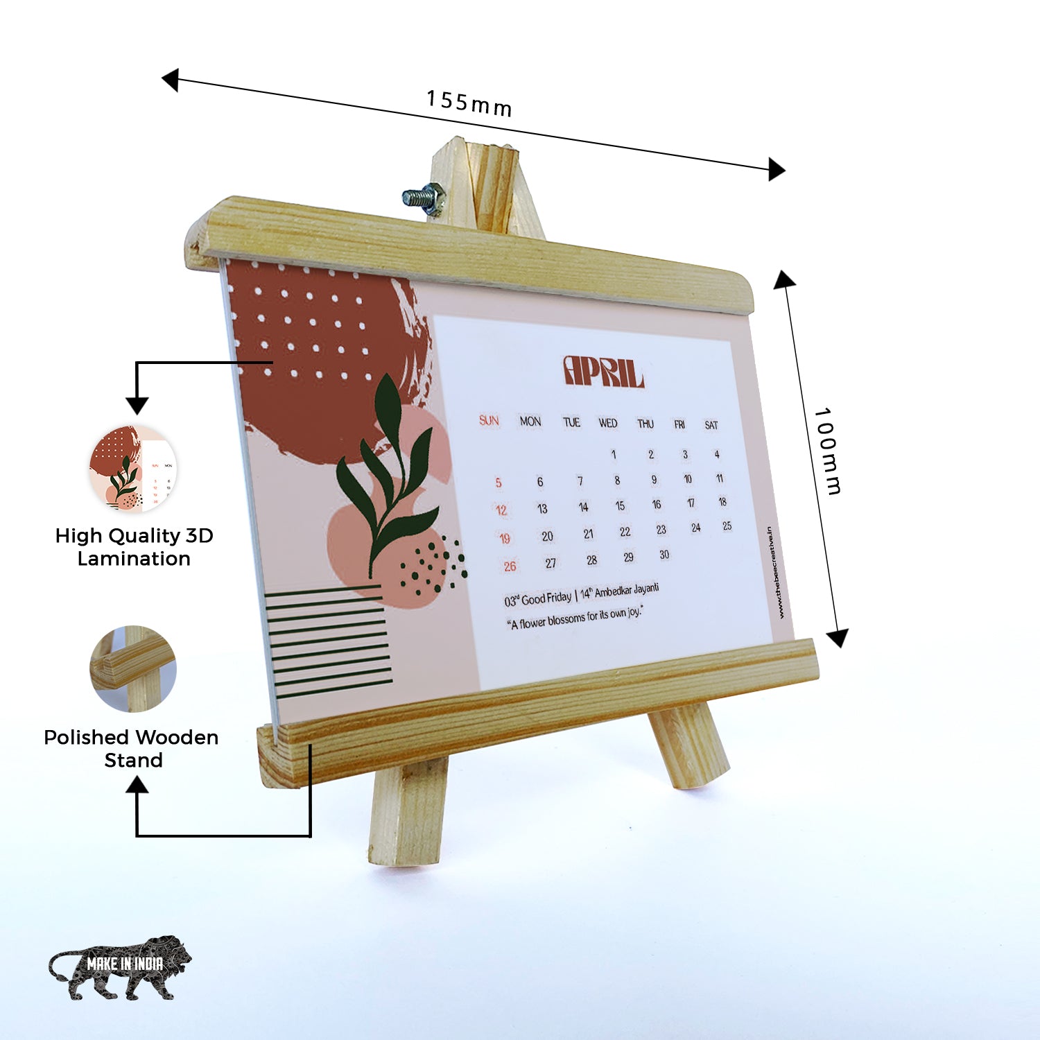 Minimalist Abstract Art - Wooden Base 2026 Calendar