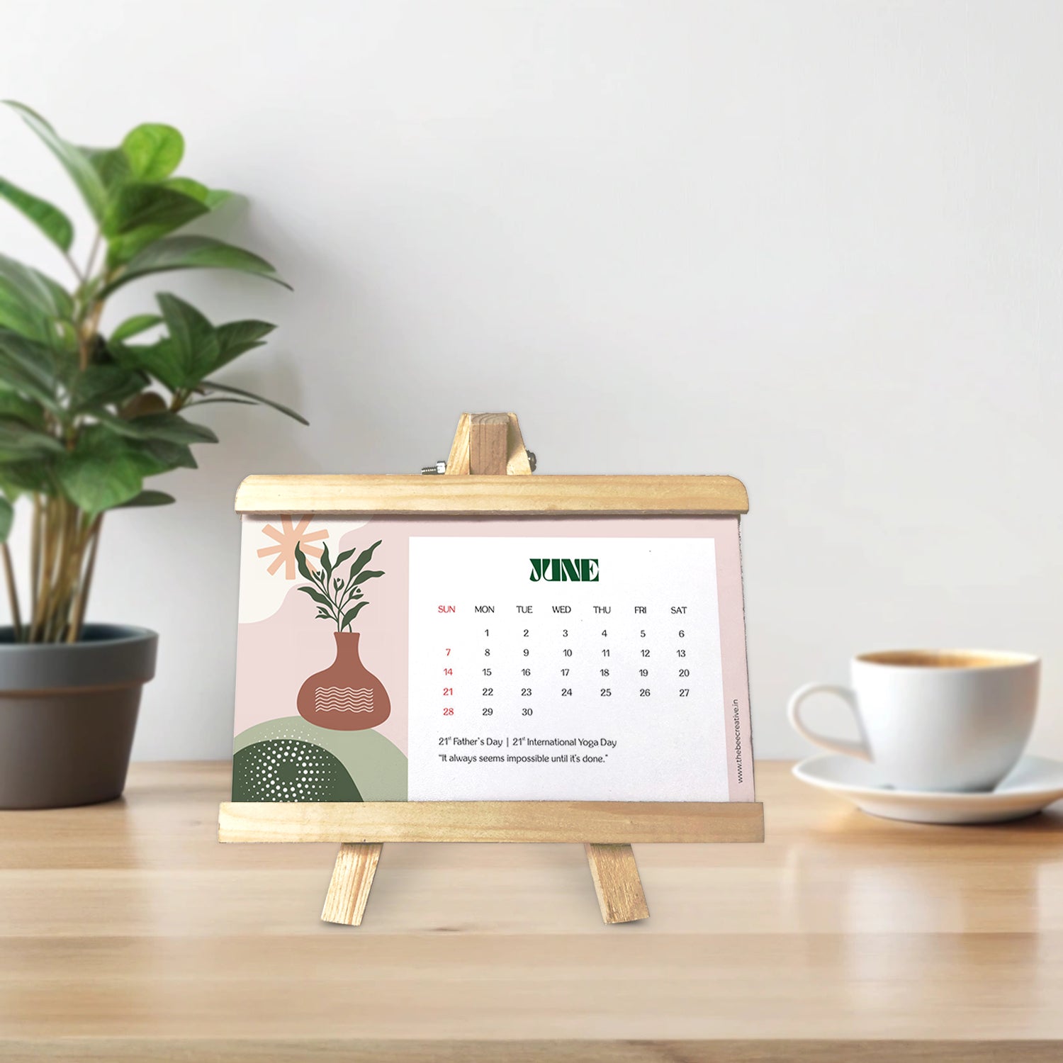 Minimalist Abstract Art - Wooden Base 2026 Calendar