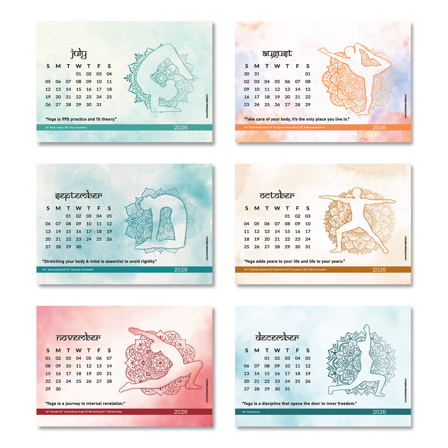 Yoga Mantra - Wooden Base 2026 Calendar