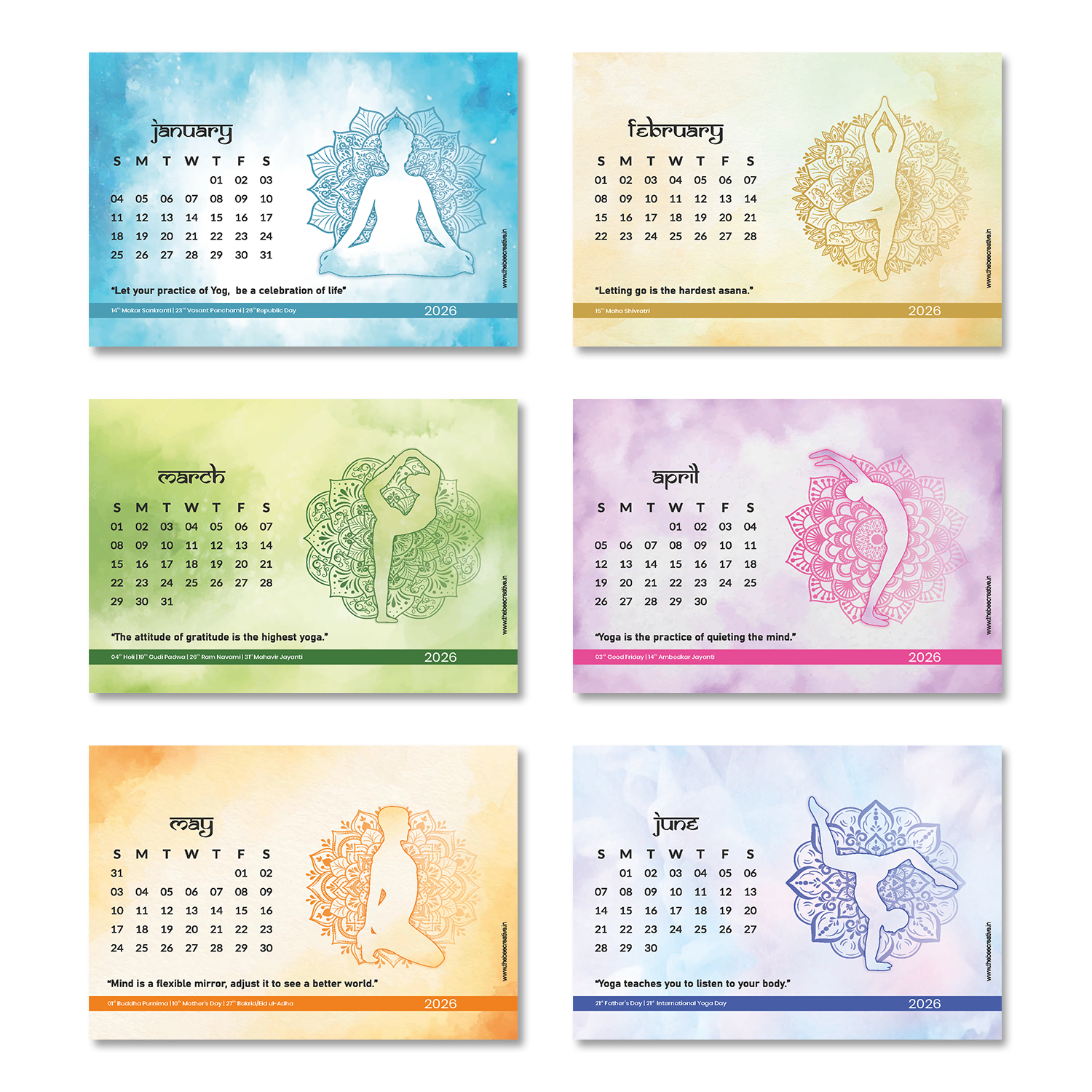Yoga Mantra - Wooden Base 2026 Calendar
