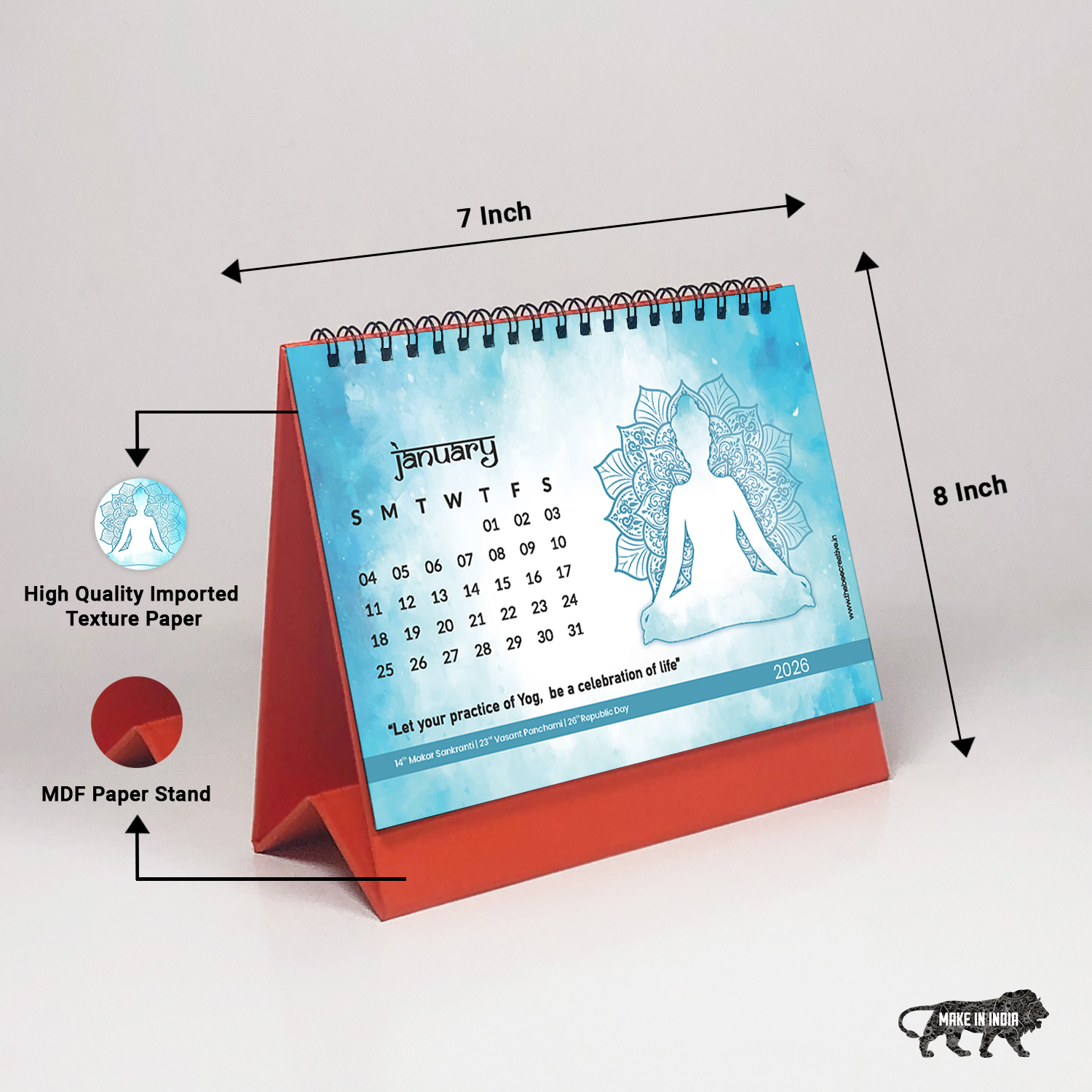 Yoga Mantra - MDF Base 2026 Calendar