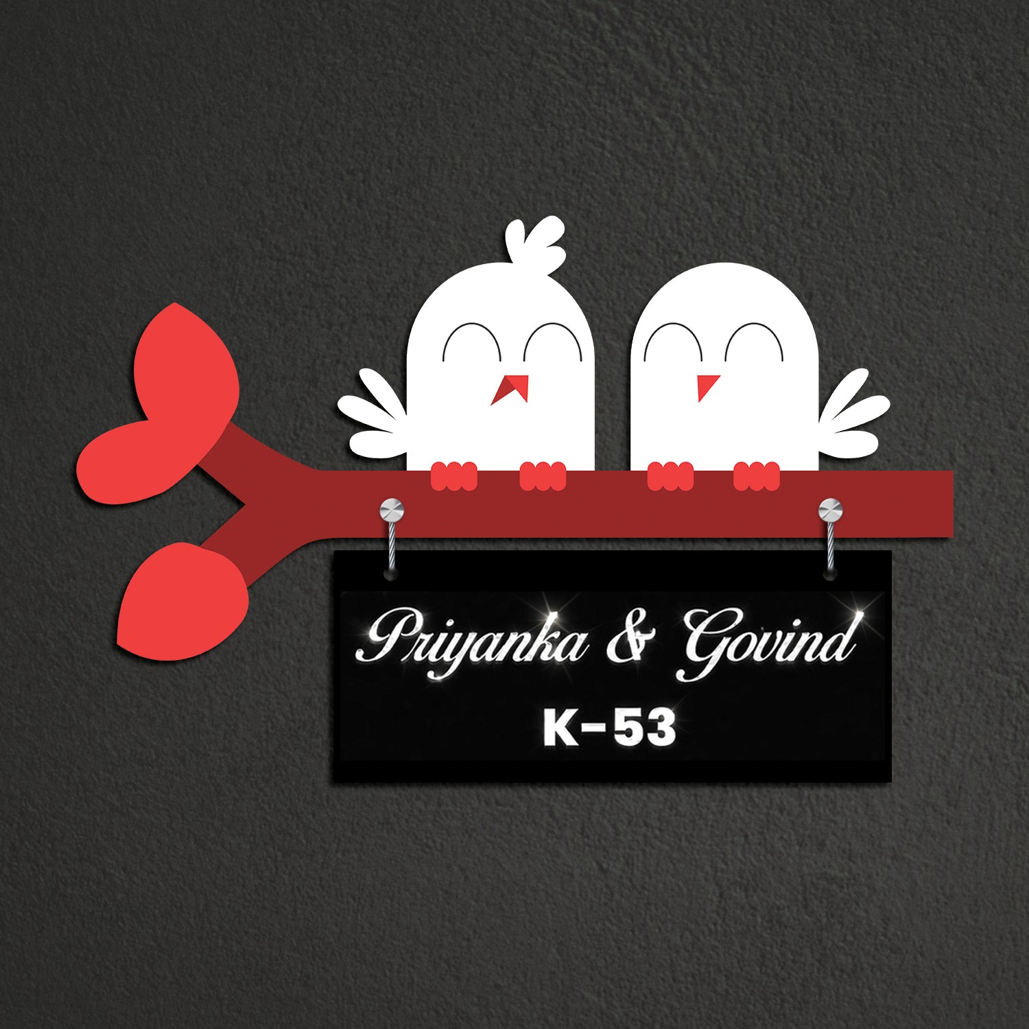Lovebirds Home Name Plate