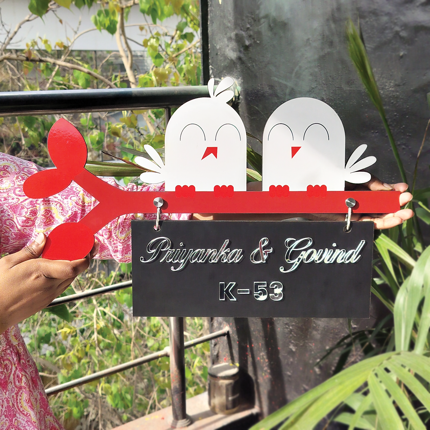 Lovebirds Home Name Plate