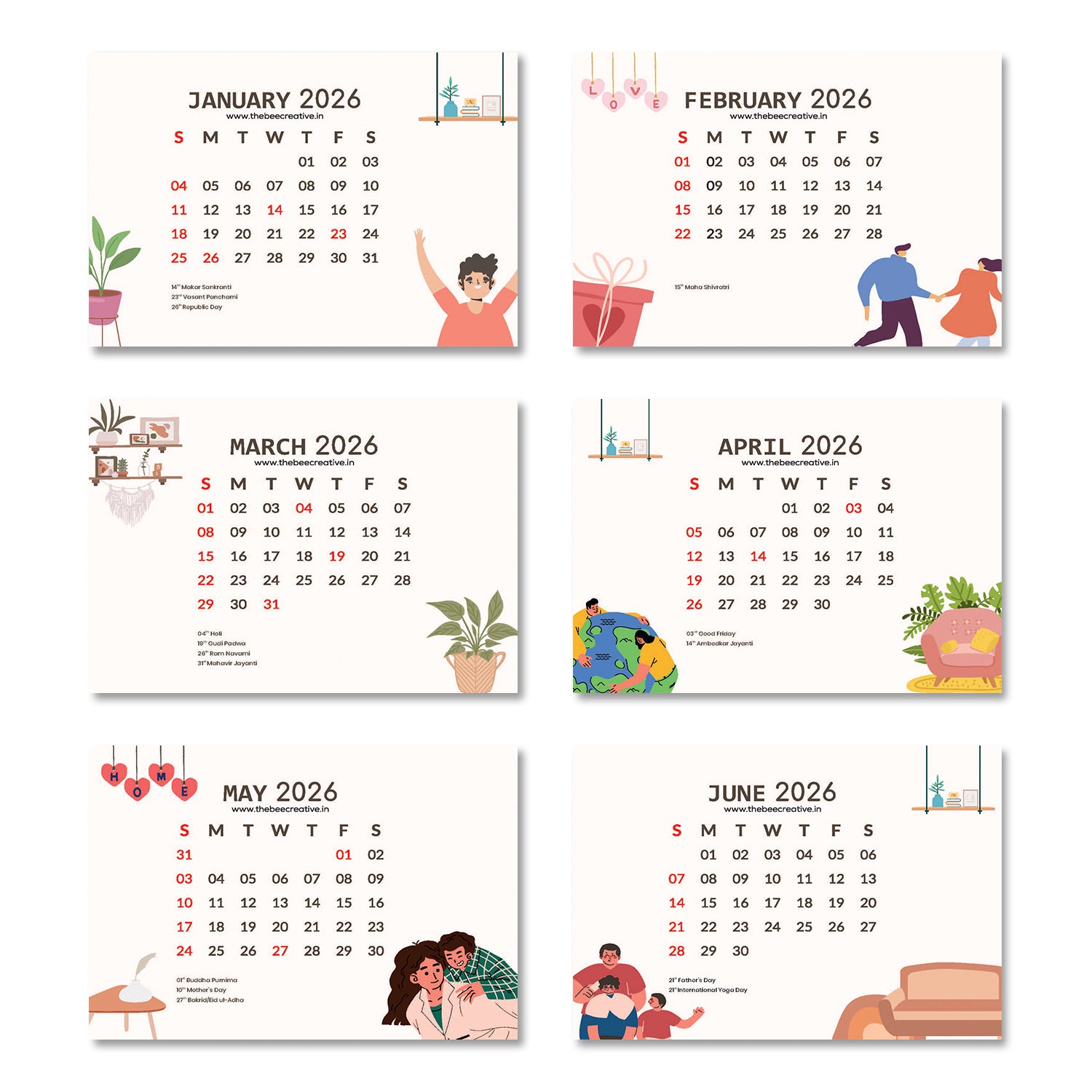 Home & Heart - Wooden Base 2026 Calendar