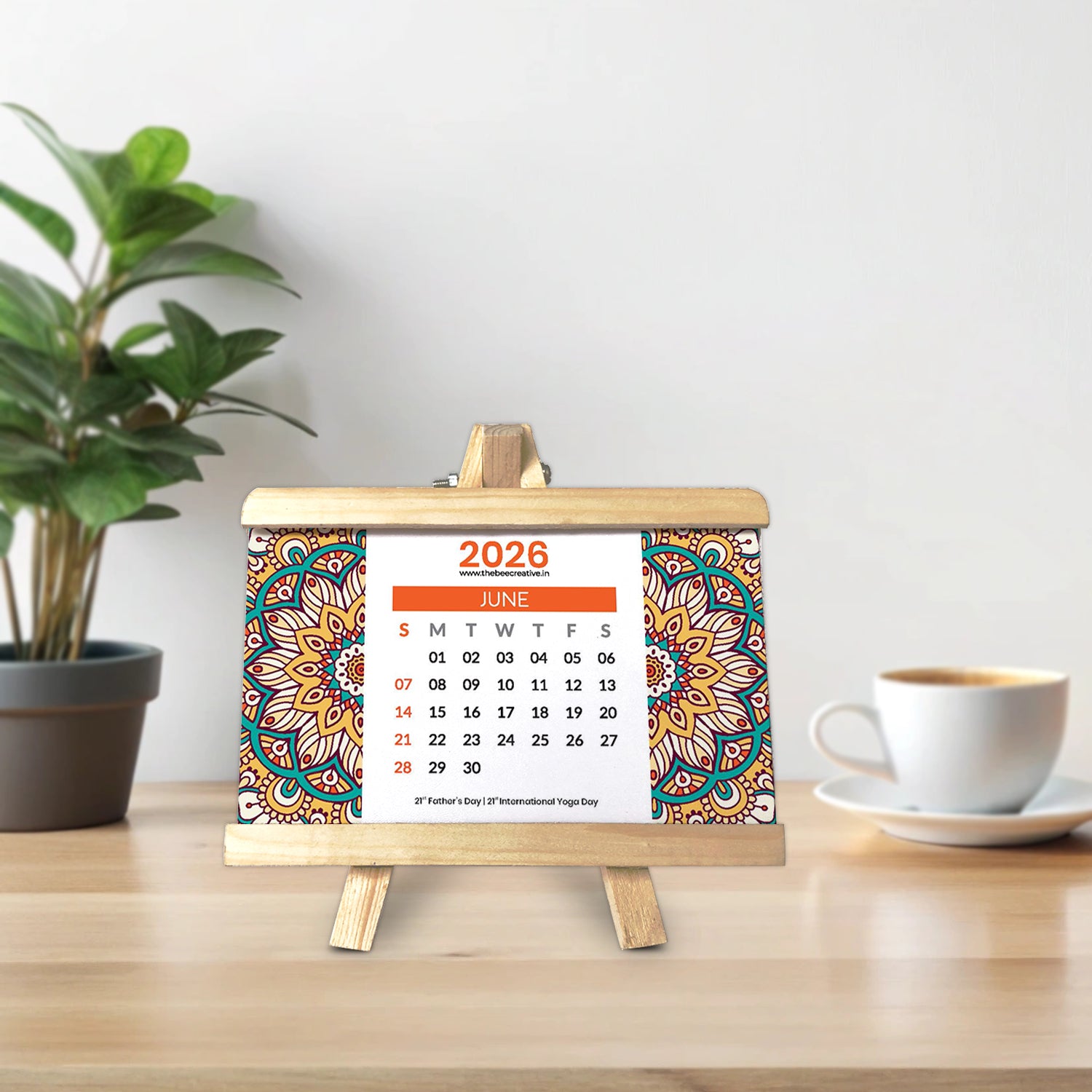 Mandala Art - Wooden Base 2026 Calendar
