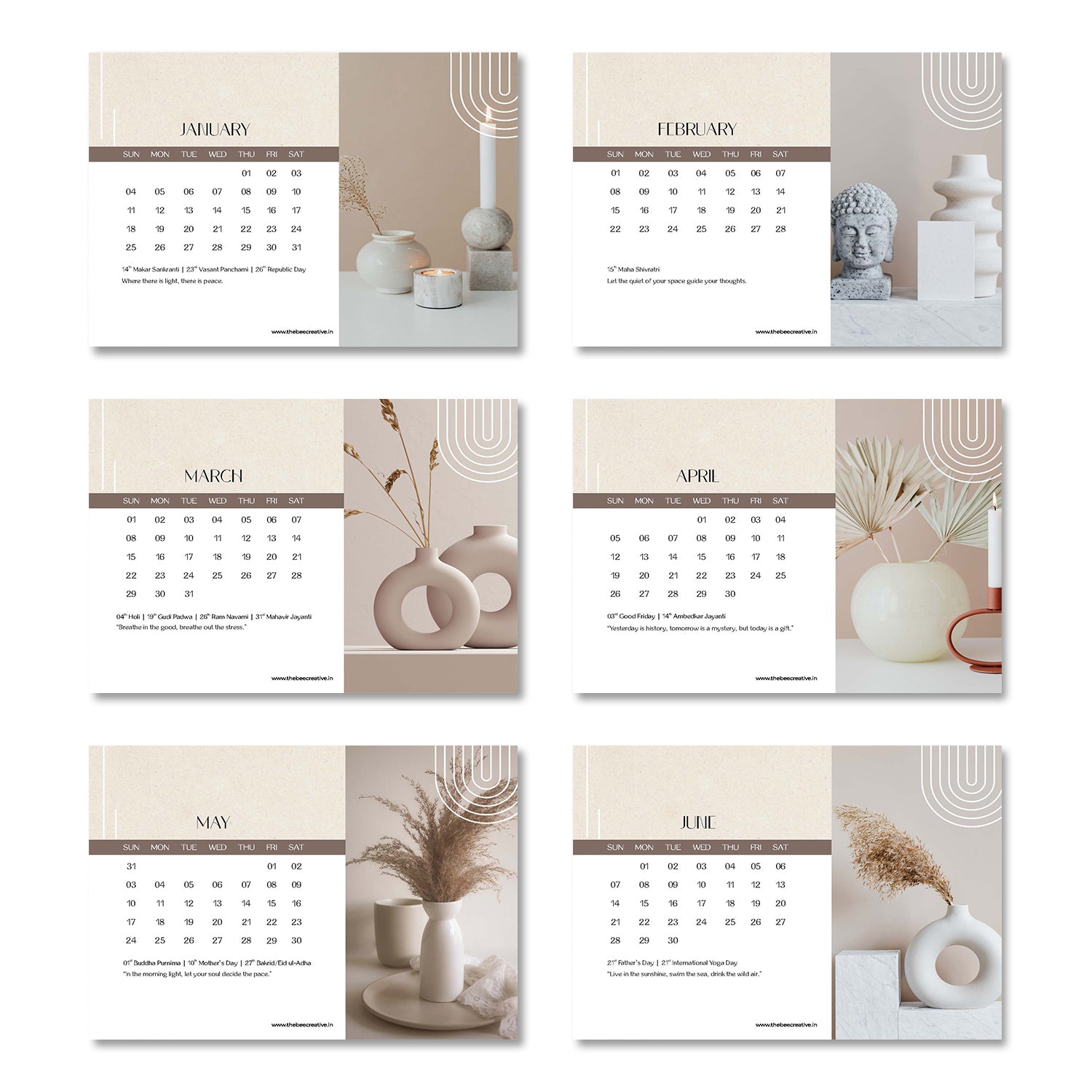 Rustic Minimalist - Wooden Base 2026 Calendar