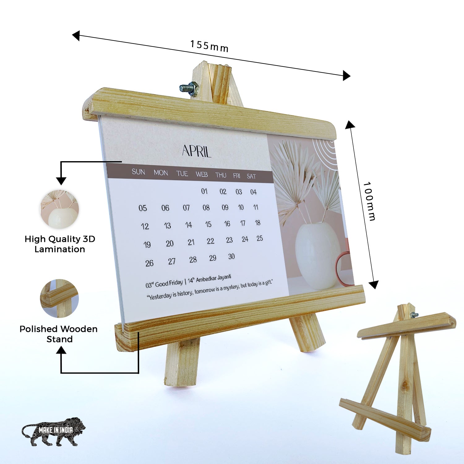 Rustic Minimalist - Wooden Base 2026 Calendar