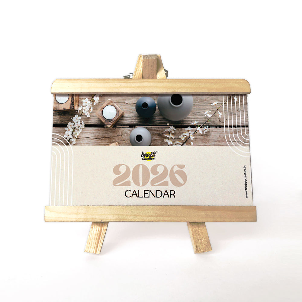 Rustic Minimalist - Wooden Base 2026 Calendar