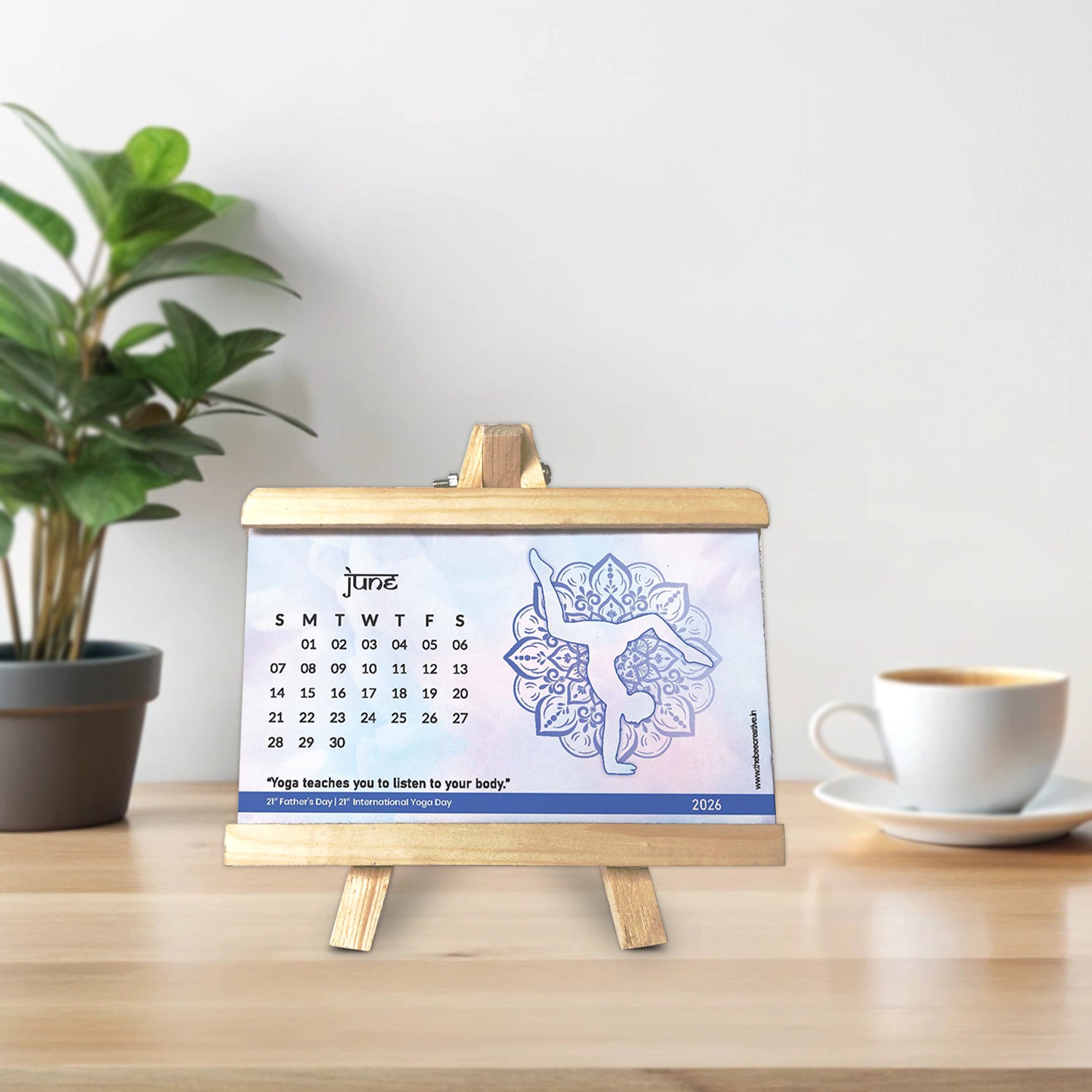 Yoga Mantra - Wooden Base 2026 Calendar
