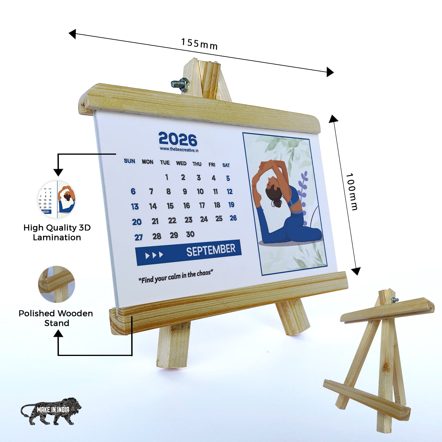 Yogic New - Wooden Base 2026 Calendar