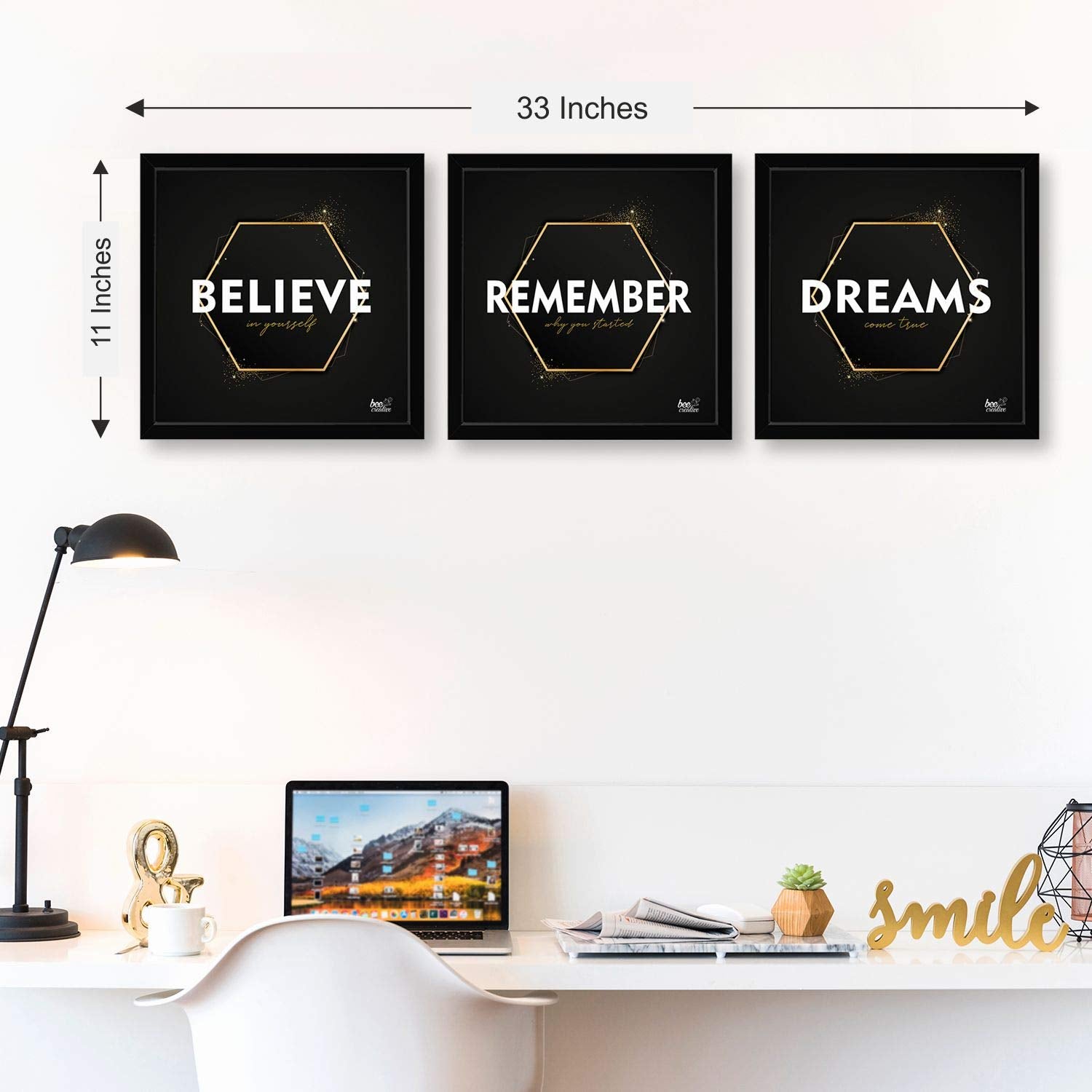 Wall Art Frames set of 3 - Believe Remember Dream